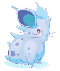  absurdres artichow artist_name full_body highres looking_at_viewer nidoran nidoran_(female) no_humans pokemon pokemon_(creature) red_eyes solo white_background 