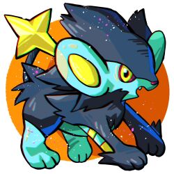  animal_focus chromatic_aberration colored_sclera fang full_body looking_at_viewer luxray mint_nappa no_humans open_mouth pokemon pokemon_(creature) red_sclera simple_background solo white_background yellow_eyes 