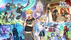  6+boys 6+girls absurdres aether_(genshin_impact) ajaw_(genshin_impact) alhaitham_(genshin_impact) alternate_costume alternate_hairstyle animal_ear_headphones animal_ears apron artist_request basket black_hair black_hoodie black_mask black_pants black_robe black_shirt black_umbrella blonde_hair blue_dress blue_eyes book braid broom broom_riding cellphone crown cyno_(genshin_impact) diluc_(genshin_impact) dress enmaided eyewear_on_head fake_animal_ears flins_(genshin_impact) flower fox_boy fox_ears furina_(genshin_impact) genshin_impact gentilhomme_usher glasses grin gun hair_flower hair_ornament halo hat headphones headset highres holding holding_basket holding_book holding_broom holding_gun holding_phone holding_quill holding_staff holding_weapon holographic_interface hood hoodie hoyofair hu_tao_(genshin_impact) jacket kaveh_(genshin_impact) keqing_(genshin_impact) kinich_(genshin_impact) long_hair looking_at_viewer lumine_(genshin_impact) mademoiselle_crabaletta mage_staff magic maid maid_apron maid_headdress mixed-language_commentary mona_(genshin_impact) multiple_boys multiple_girls navia_(genshin_impact) nilou_(genshin_impact) official_art open_mouth paimon_(genshin_impact) pants phone ponytail quill red_dress red_hair revolver robe shirt short_hair short_hair_with_long_locks smartphone smile staff surintendante_chevalmarin tighnari_(genshin_impact) twin_braids twintails umbrella very_long_hair watch watch weapon white_jacket white_shirt witch_hat wriothesley_(genshin_impact) x_hair_ornament yellow_eyes yumemizuki_mizuki 