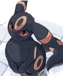  :3 absurdres animal_focus black_fur closed_mouth colored_sclera floameya highres looking_at_viewer no_humans pokemon pokemon_(creature) pokemon_focus red_eyes red_sclera smile solo tail umbreon 