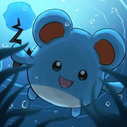  absurdres air_bubble blue_skin bubble colored_skin highres looking_at_viewer marill no_humans open_mouth pokemon pokemon_(creature) solo spicyichizo underwater 