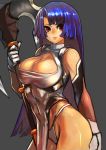  1girl blue_hair breasts character_request cleavage copyright_request elbow_gloves gloves large_breasts panties red_eyes solo underwear unizama 