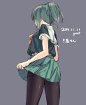  1girl from_behind garnet green_hair highres pantyhose school_uniform serafuku short_hair solo 