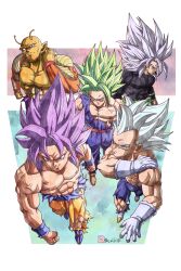  5boys absurdres alternate_form alternate_hair_color alternate_hairstyle antennae aura bald battle_damage beatlo_(rodrigo38658978) black_bodysuit bodysuit boots broly_(dragon_ball_super) colored_skin commentary_request cover cover_page dougi dragon_ball dragon_ball_super electricity gloves gohan_beast green_eyes green_hair grey_eyes grey_hair group_picture highres legendary_super_saiyan long_hair male_focus manga_cover medium_hair multiple_boys muscular muscular_male no_eyebrows official_art orange_pants orange_piccolo orange_skin pants piccolo pointy_ears purple_hair purple_pants purple_shirt red_eyes red_sash sash second-party_source shirt son_gohan son_goku spiky_hair super_saiyan topless_male ultra_ego_(dragon_ball) ultra_instinct vegeta veins violet_eyes white_boots white_gloves 