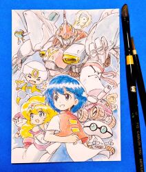  adian_no_tsue apron arabian_clothes art_tools_in_frame aura baseball_cap beanie bird blaster_master blonde_hair blue_eyes blue_hair blue_hat blue_pants blue_shirt blue_skirt bonus-kun_(waku_waku_7) cal_(ripple_island) cantettatte!!_baseball carry_(dead_zone) circlet commentary company_connection crossover dead_zone dress fantasy_zone fighting_worker flying hat headband hebereke hebereke_(character) heika_(heikahp) holding holding_sword holding_weapon interlocked_fingers jewelry mecha military_vehicle motor_vehicle multiple_crossover necklace non-humanoid_robot opa-opa open_clothes open_mouth open_vest out_live own_hands_clasped own_hands_together paintbrush pants parted_lips pearl_necklace penguin pom_pom_(clothes) pom_pom_beanie princess_(adian_no_tsue) punching_bag red_hat red_headband red_shirt red_tank_top ripple_island robot scimitar shirt short_hair skirt smile standing sunsoft super_arabian sword tank tank_top the_guinness traditional_media turban vest waist_apron waku_waku_7 weapon white_apron white_dress white_sleeves white_wings wings yellow_vest 