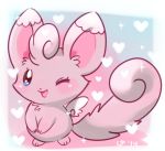  alternate_color alternate_element ears heart heart-shaped_pupils magical_ondine minccino one_eye_closed pokemon symbol-shaped_pupils tagme tail wings 