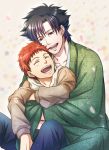  2boys black_hair emiya_kiritsugu fate/zero fate_(series) father_and_son japanese_clothes kimono male multiple_boys redhead tsurumura_ichiru 