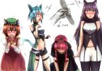  animal_ears black_hair blake_belladonna blue_hair blush brown_hair cat_ears cat_tail chen hat kaenbyou_rin long_hair multiple_girls pops rwby shinon_(sao-alo) short_hair sword_art_online tail tail_grab tears touhou translation_request 