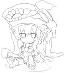  1girl chibi kantai_collection lineart lowres monochrome solo wo-class_aircraft_carrier yu-ves 