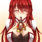  1girl closed_eyes elesis elsword fi-san gloves long_hair pocky redhead solo 