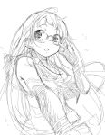  1girl character_request glasses kantai_collection long_hair monochrome samidare_(kantai_collection) simple_background sketch solo watarai_keiji white_background 