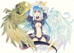 1girl agahari asymmetrical_wings blue_hair breasts dizzy guilty_gear red_eyes ribbon solo tail tail_ribbon traditional_media wings 