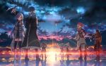  3boys 6+girls agil agil_(sao-alo) asuna_(sao) asuna_(sao-alo) black_hair blonde_hair blue_eyes blue_hair brown_hair clouds from_behind highres kirito kirito_(sao-alo) klein leafa lisbeth lisbeth_(sao-alo) minigirl multiple_boys multiple_girls over_shoulder pina_(sao) redhead reflection scenery shield shinon_(sao-alo) short_hair silica silica_(sao-alo) sky standing sunrise sword_art_online water weapon weapon_over_shoulder yui_(sao) yuuki_tatsuya 