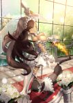  1girl animal_ears arched_back breasts bridal_veil brown_hair cat_ears cleavage highres large_breasts league_of_legends long_hair nal_(nal&#039;s_pudding) nidalee red_carpet tagme veil yellow_eyes 