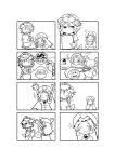  4koma blush bow braid closed_eyes comic hat hong_meiling izayoi_sakuya kirisame_marisa kunitori long_hair maid maid_headdress manjuu money monochrome multiple_girls open_mouth panties pantyshot short_hair silent_comic skirt skirt_lift smile tears touhou twin_braids underwear witch_hat 