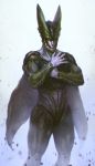  1boy 343_guilty_spark android armor cell_(dragon_ball) crossed_arms dragon_ball dragon_ball_z helmet highres insect_wings male muscle no_gloves realistic signature solo standing villain white_skin wings 