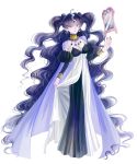  1girl absurdly_long_hair bishoujo_senshi_sailor_moon breasts cape cleavage detached_sleeves double_bun earrings jewelry long_hair mirror nail_polish nehelenia_(sailor_moon) pambabam pointy_ears puffy_sleeves red_nails solo twintails very_long_hair 