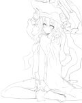  1girl kantai_collection lineart looking_at_viewer looking_back monochrome sketch solo wo-class_aircraft_carrier yu-ves 