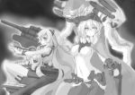  2girls breasts character_request kantai_collection long_hair looking_at_viewer monochrome multiple_girls shinkaisei-kan wo-class_aircraft_carrier yu-ves 