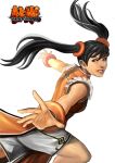  1girl black_hair bracelet chinese_clothes copyright_name erufan highres jewelry ling_xiaoyu lips namco nose outstretched_arms shorts sleeveless solo tekken tekken_3 twintails white_background 