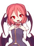  1girl demon_wings flat_chest hands_on_own_chest head_wings koakuma kuresento red_eyes redhead solo sweatdrop touhou wings 