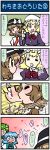  4girls 4koma =_= artist_self-insert blonde_hair blue_hair blush bow braid breasts brown_eyes brown_hair closed_eyes comic dress feeding frog_hair_ornament full-face_blush green_eyes green_hair hair_ornament hat hat_bow heart heterochromia highres kiss kochiya_sanae maribel_hearn marshmallow mizuki_hitoshi mob_cap mouth_hold mouth_to_mouth multiple_girls necktie purple_dress real_life_insert shirt shocked_eyes single_braid sweat tatara_kogasa tears touhou translated usami_renko yuri 