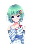  1girl atori_eri blush braid breasts green_hair original simple_background single_braid smile solo white_background yatsu_(sasuraino) 