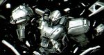 astronaut dark_background drifting english gundam jimmy_xu mobile_suit_gundam monochrome no_arms outer_space robot rx-78-2 shards spacesuit tagme 