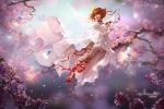  1girl cardcaptor_sakura cherry_blossoms dress garters kinomoto_sakura solo sunmomo wings 