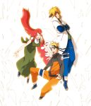  1girl 2boys blonde_hair blue_eyes closed_eyes father_and_son forehead_protector highres husband_and_wife long_hair mother_and_son multiple_boys namikaze_minato naruto naruto_shippuuden redhead short_hair smile spiky_hair uzumaki_kushina uzumaki_naruto yukimitsuki 