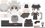  1girl absurdres artist_name between_breasts blush breasts character_name chibi el_joey green_eyes grey_hair highres navel necktie necktie_between_breasts paper_cut-out papercraft sanya_v_litvyak smile solo strike_witches uniform watermark web_address 