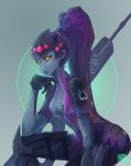  1girl amelie_lacroix bodysuit gun liea overwatch rifle solo weapon widowmaker_(overwatch) 