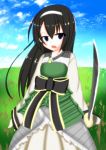  armor black_hair headband higashikurokawa long_hair oshiro_collection sword tagme weapon 