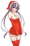  1girl breasts cleavage etan14 highres long_hair santa_costume senki_zesshou_symphogear solo twintails violet_eyes yukine_chris 