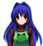  blue_hair frog kanon kanzaki keropi keropii long_hair minase_nayuki overalls sweater 