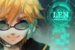  blonde_hair glasses green_eyes headset kagamine_len male short_hair stecky vocaloid 