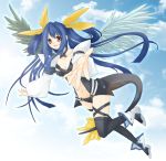  blue_hair breasts choker cleavage dizzy guilty_gear long_hair midriff naga_(pixiv) navel red_eyes ribbon shoes tail tail_ribbon thigh-highs thighhighs twintails wings 