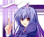  bunny_ears face gradient_hair long_hair multicolored_hair oukawa_yuu pointing rabbit_ears red_eyes reisen_udongein_inaba smile solo touhou 