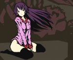  do long_hair monogatari_(series) pale_skin purple_hair senjougahara_hitagi solo thigh-highs thighhighs 
