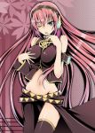  megurine_luka midriff pink_hair satofuji_masato thighhighs vocaloid wink 