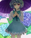  flower heterochromia hydrangea runa_(biscuit_union) short_hair solo tatara_kogasa touhou umbrella 