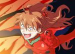  blue_eyes hair_ornament long_hair neon_genesis_evangelion open_mouth orange_hair plugsuit shikinami_asuka_langley solo souryuu_asuka_langley takemura_sesshu takemura_sesshuu twintails 