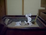  blindfold buried monochrome paper_child papercraft photo sand sasaki_yukinojou source_request stick suikawari 