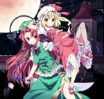  blonde_hair bobby_socks braid china_dress chinadress chinese_clothes flandre_scarlet hat hong_meiling laevatein long_hair mary_janes ponytail red_eyes red_hair redhead shoes short_hair side_ponytail socks subachi sword tassel touhou twin_braids weapon wings 