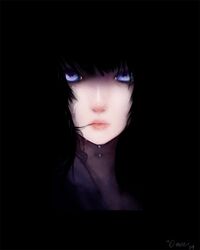  1girl black_hair crying pale_skin solo tears 