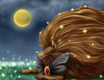  brooch brown_hair full_moon imaizumi_kagerou imaizumi_kagerou_(wolf) jewelry long_hair moon night no_humans star_(sky) touhou verta_(verlaine) wolf 