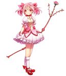  bow_and_arrow choker flower magical_girl mahou_shoujo_madoka_magica pink_eyes pink_hair ribbon short_hair smile twintails 