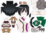  1girl artist_name black_hair blush breasts character_name chibi cloak el_joey grey_eyes highres jacket mikasa_ackerman navel paper_cut-out papercraft scarf shingeki_no_kyojin solo uniform watermark web_address 