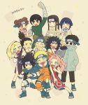  aburame_shino akamaru_(naruto) akimichi_chouji black_hair blonde_hair blue_eyes blue_hair brown_eyes brown_hair double_bun forehead_protector green_eyes haruno_sakura highres hyuuga_hinata hyuuga_neji inuzuka_kiba lavender_eyes long_hair nara_shikamaru naruto pink_hair ponytail rock_lee shiwo_(siwosi) short_hair tenten uchiha_sasuke uzumaki_naruto v yamanaka_ino 