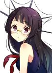  1girl black_hair brown_eyes choukai_(kantai_collection) glasses headgear highres kantai_collection long_hair looking_at_viewer parted_lips school_uniform serafuku sketch solo yukichi_(eikichi) 